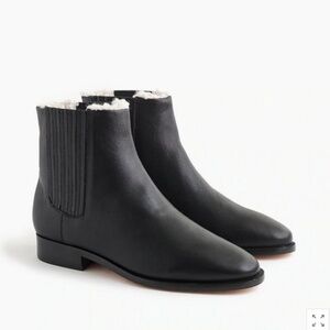 J.Crew Sherpa-lined Chelsea Leather Boots 5.5 NEW